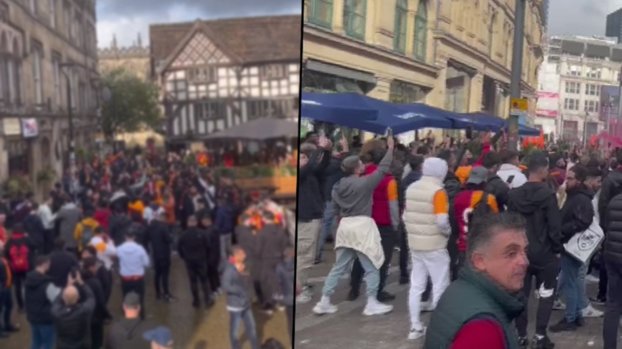 Galatasaray taraftarları Manchester'ı sarı-kırmızı yaptı